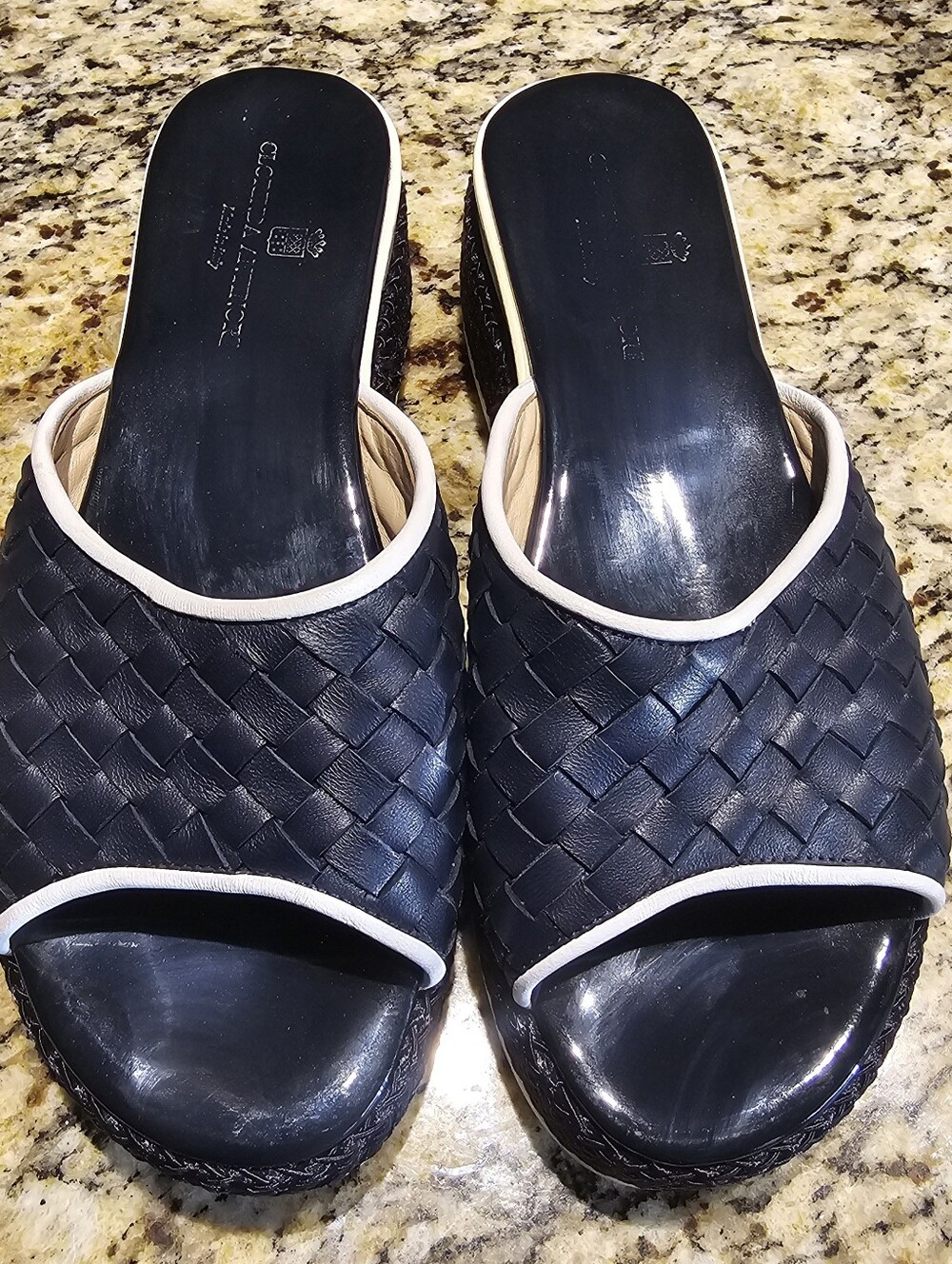 Clorinda Antinori woven leather platform slide sandals signature Italian Design - Picture 5 of 14